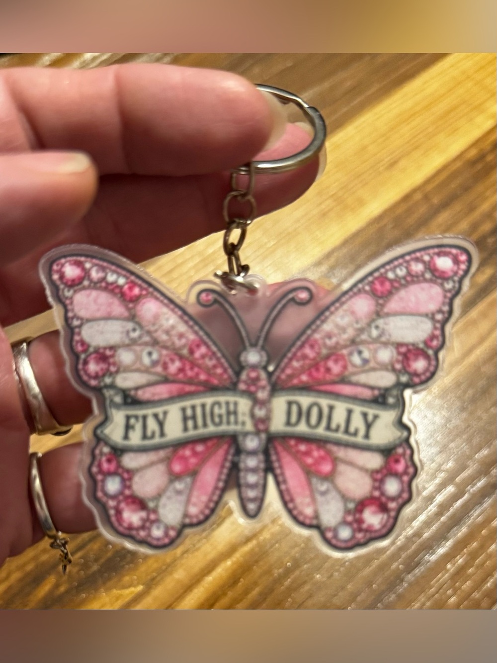 Fly High Dolly Pink Butterfly Keychain